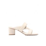 Bottega Veneta Band Thick-Heeled Slides Women Calfskin with Cross Strap White