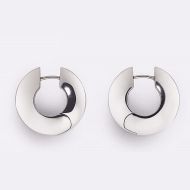 Bottega Veneta Bolt Hoop Earrings In Metal Silver