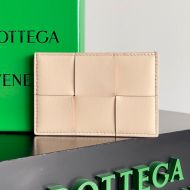 Bottega Veneta Cassette Credit Card Case Intreccio Calfskin Apricot