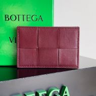 Bottega Veneta Cassette Credit Card Case Intreccio Calfskin Burgundy