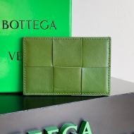 Bottega Veneta Cassette Credit Card Case Intreccio Calfskin Olive