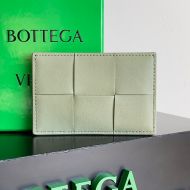 Bottega Veneta Cassette Credit Card Case Intreccio Calfskin Teal