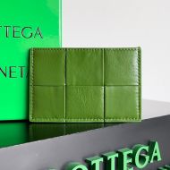 Bottega Veneta Cassette Credit Card Case Intreccio Smooth Calfskin Olive