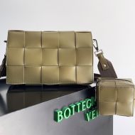 Bottega Veneta Cassette Crossbody Bag with Coin Pouch Intreccio Calfskin Olive