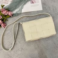 Bottega Veneta Cassette Crossbody Bag Intreccio Calfskin Beige