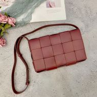 Bottega Veneta Cassette Crossbody Bag Intreccio Calfskin Burgundy