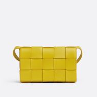 Bottega Veneta Cassette Crossbody Bag Intreccio Calfskin Lemon