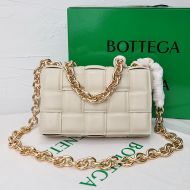 Bottega Veneta Chain Cassette Crossbody Bag Intreccio Lambskin Beige