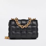 Bottega Veneta Chain Cassette Crossbody Bag Intreccio Lambskin Black/Gold