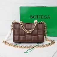 Bottega Veneta Chain Cassette Crossbody Bag Intreccio Lambskin Coffee