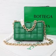 Bottega Veneta Chain Cassette Crossbody Bag Intreccio Lambskin Green