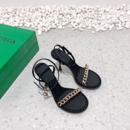 Bottega Veneta Dot Chain Sandals Women Lambskin with Ankle Strap Black