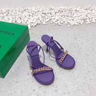 Bottega Veneta Dot Chain Sandals Women Lambskin with Ankle Strap Purple