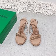 Bottega Veneta Dot Chain Sandals Women Lambskin with Ankle Strap Taupe