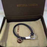 Bottega Veneta Double Braid Bracelet Lambskin with Buckle Navy Blue