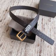 Bottega Veneta Extra Long Intrecciato Belt Calfskin with Pin Buckle Coffee