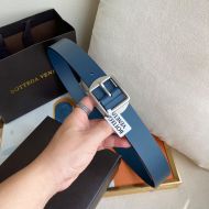 Bottega Veneta Extra Long Belt Smooth Calfskin with Intrecciato Buckle Navy Blue