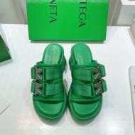 Bottega Veneta Flash Platform Heeled Slides Women Rubber with Fabric Buckle Green