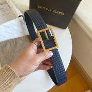 Bottega Veneta Intrecciato Belt Calfskin with Pin Buckle Navy Blue