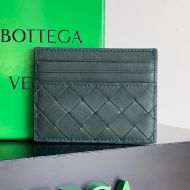 Bottega Veneta Intreccio Credit Card Case Lambskin Green