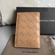 Bottega Veneta Intreccio Flap Card Case Grained Calfskin Khaki