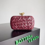 Bottega Veneta Knot Clutch Intreccio Calfskin Minaudiere Burgundy