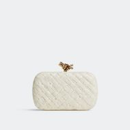 Bottega Veneta Knot Clutch Intreccio Calfskin Minaudiere White