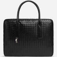 Bottega Veneta Large Getaway Weekender Briefcase with Signature Knot Intreccio Calfskin Black