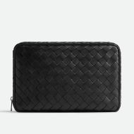 Bottega Veneta Large Intreccio Organizer Clutch Calfskin Black