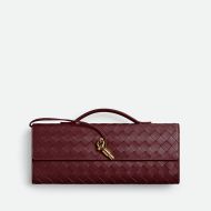 Bottega Veneta Long Andiamo Clutch with Handle and Signature Knot Intreccio Lambskin Burgundy