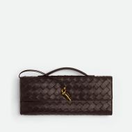 Bottega Veneta Long Andiamo Clutch with Handle and Signature Knot Intreccio Lambskin Coffee