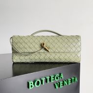 Bottega Veneta Long Andiamo Clutch with Handle and Signature Knot Intreccio Lambskin Olive