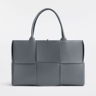 Bottega Veneta Medium Arco Tote Intreccio Lambskin Grey