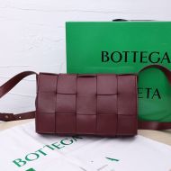 Bottega Veneta Medium Cassette Crossbody Bag Intreccio Calfskin Burgundy