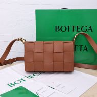 Bottega Veneta Medium Cassette Crossbody Bag Intreccio Grained Calfskin Caramel