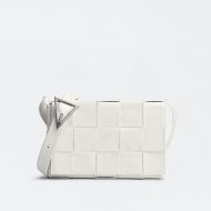 Bottega Veneta Medium Cassette Crossbody Bag Intreccio Smooth Calfskin White