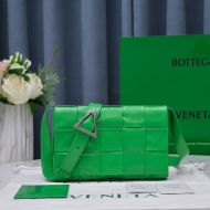 Bottega Veneta Medium Cassette Crossbody Bag with Triangle Buckle Intreccio Calfskin Green