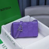 Bottega Veneta Medium Cassette Crossbody Bag with Triangle Buckle Intreccio Calfskin Purple