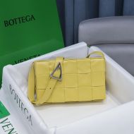 Bottega Veneta Medium Cassette Crossbody Bag with Triangle Buckle Intreccio Calfskin Yellow