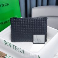 Bottega Veneta Medium Pouch Intreccio Lambskin Navy Blue