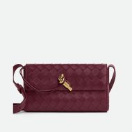 Bottega Veneta Mini Andiamo Crossbody Bag with Knot Intreccio Calfskin Burgundy