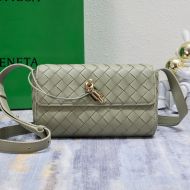 Bottega Veneta Mini Andiamo Crossbody Bag with Knot Intreccio Calfskin Olive