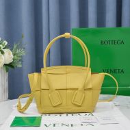 Bottega Veneta Mini Arco Top Handle Bag with Detachable Strap Intreccio Grained Calfskin Yellow