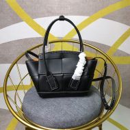 Bottega Veneta Mini Arco Top Handle Bag with Detachable Strap Intreccio Smooth Calfskin Black