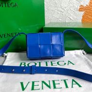 Bottega Veneta Mini Candy Cassette Crossbody Bag Intreccio Smooth Calfskin Blue