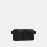 Bottega Veneta Mini Cassette Belt Bag Intreccio Calfskin Black