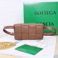 Bottega Veneta Mini Cassette Belt Bag Intreccio Calfskin Caramel