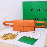 Bottega Veneta Mini Cassette Belt Bag Intreccio Calfskin Orange