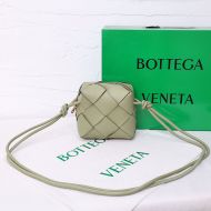 Bottega Veneta Mini Cassette Camera Bag Intreccio Calfskin Olive