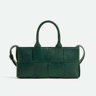 Bottega Veneta Mini East-West Arco Tote with Detachable Strap Intreccio Lambskin Green